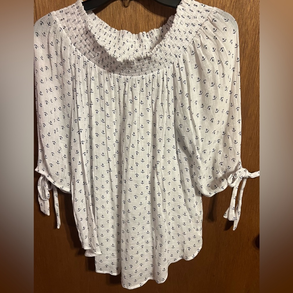 Counterparts Anchors off The Shoulders 3/4 Sleeve Blouse size Large